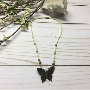 Vintage 70s Boho Hippie Butterfly Necklace